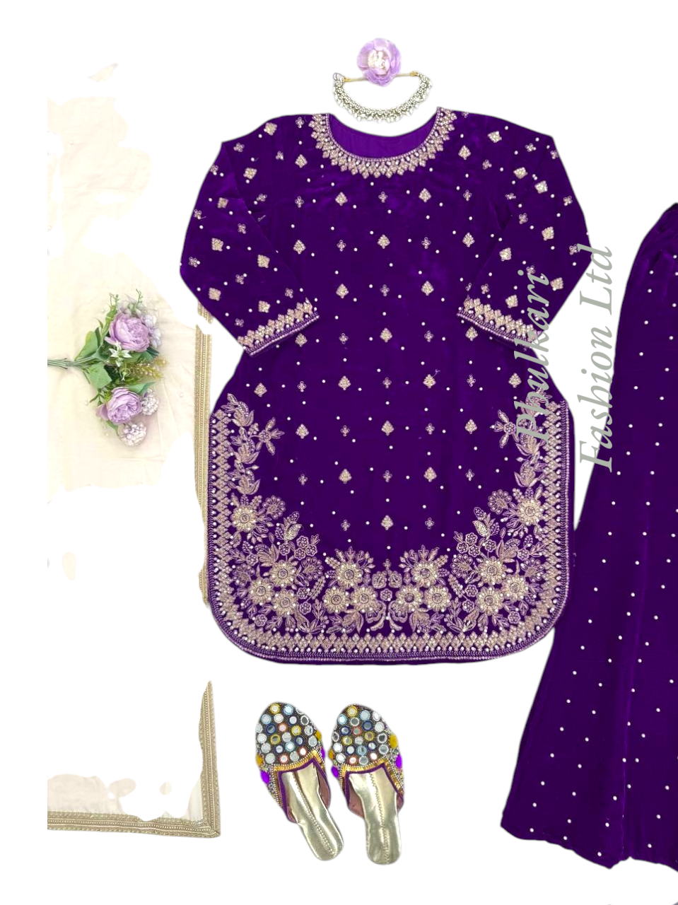 Beautiful Velvet Palazzo Suit