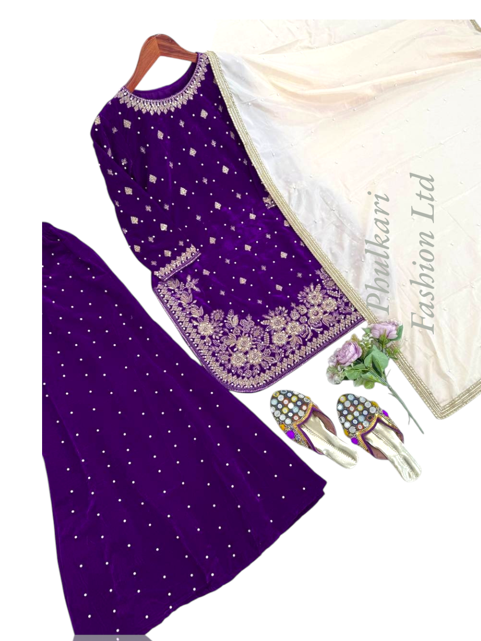 Beautiful Velvet Palazzo Suit